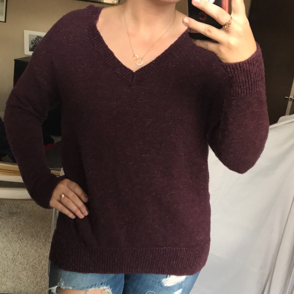 Sparkly maroon American Eagle long-sleeve sweater
